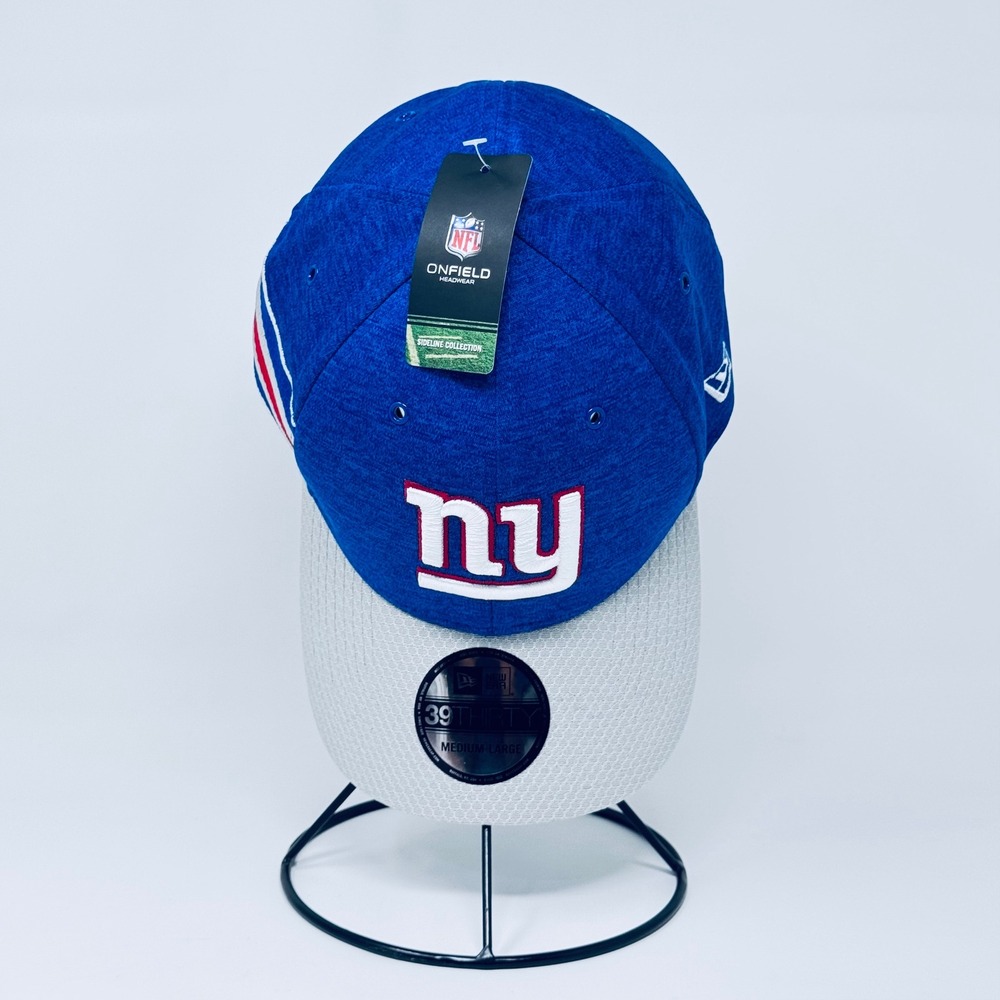 New Era Hat Mens M/L Blue NY Giants 39THIRTY Sideline Collection Onfield Stretch